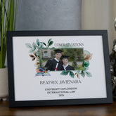 Personalised Elegant Graduation Photo Frame With Custom Photo Beautiful Leaves Design