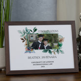 Personalised Elegant Graduation Photo Frame With Custom Photo Beautiful Leaves Design