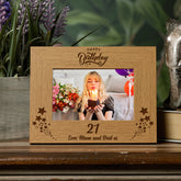 Personalised Happy Birthday Wooden Photo Frame Gift Any Age 1st, 13th, 16th, 18th, 21st, 30th, 40th, 50th, 60th, 70th, 80th, 90th etc