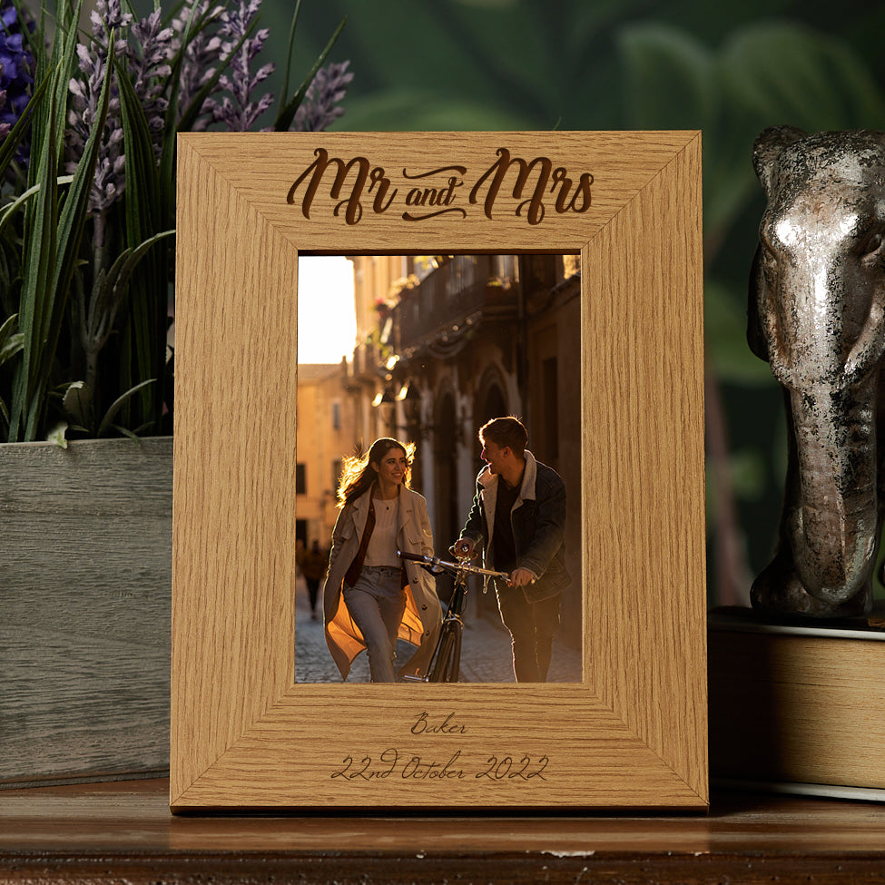 Personalised Engraved Mr and Mrs Wooden Photo Frame Wedding Gift wedding photo frame ukgiftstoreonline