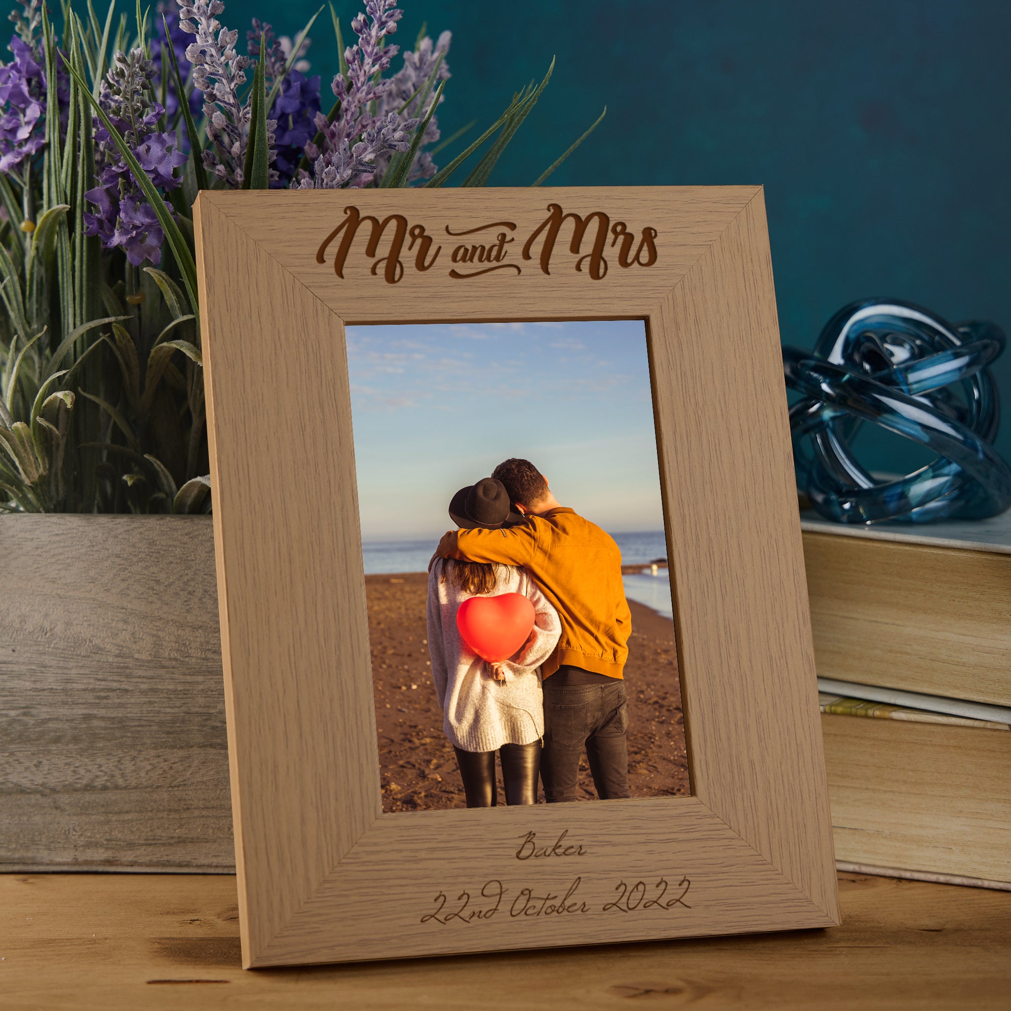 Personalised Engraved Mr and Mrs Wooden Photo Frame Wedding Gift wedding photo frame ukgiftstoreonline