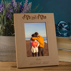 Personalised Engraved Mr and Mrs Wooden Photo Frame Wedding Gift wedding photo frame ukgiftstoreonline
