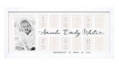 Personalised Baby My First Year Photo Frame 12 Months Heart Text