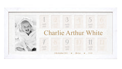 Personalised Baby My First Year Photo Frame 12 Months Heart Background