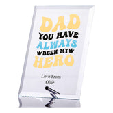 Personalised Dad My Hero Trophy Plaque Gift With Colour Print