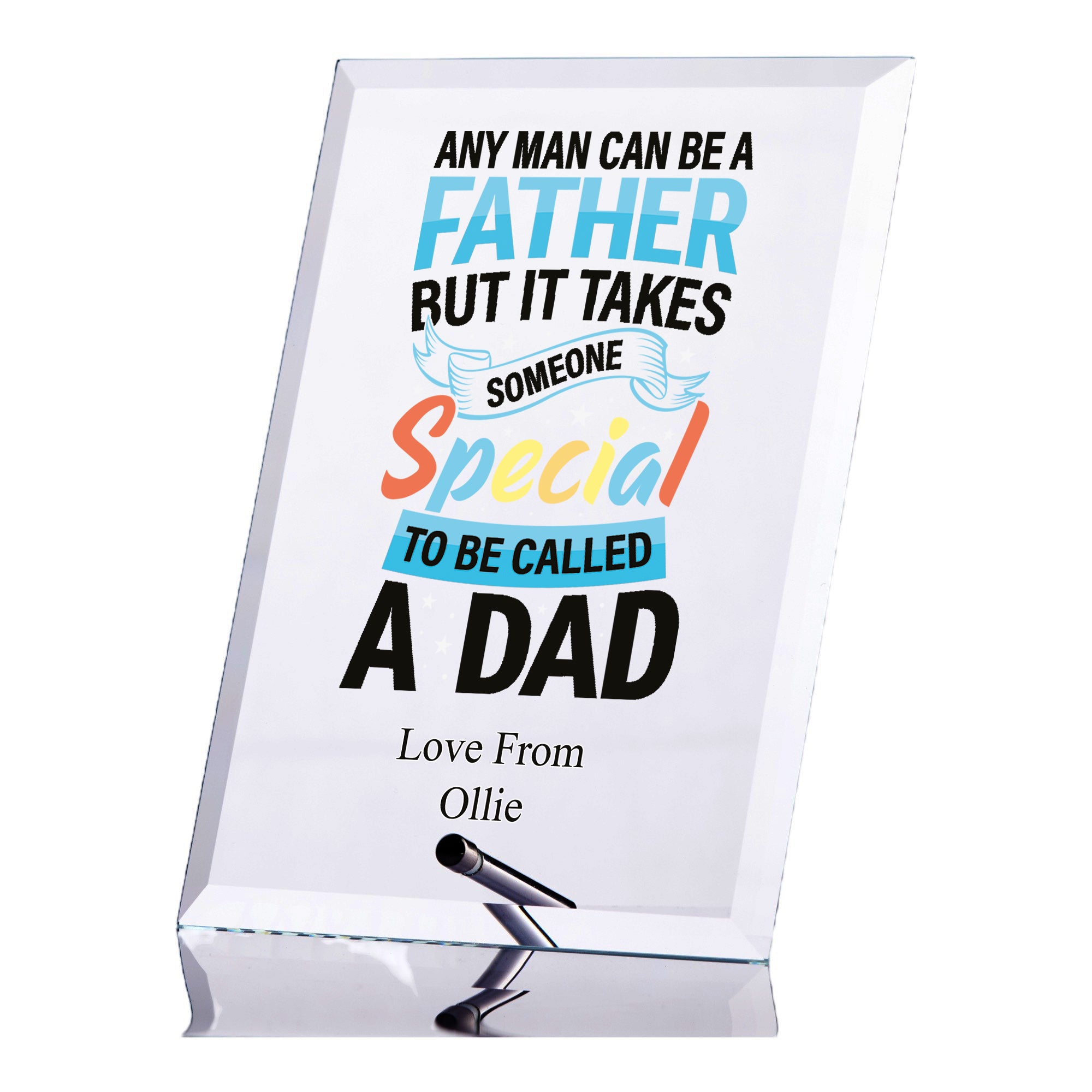 Personalised Special Dad Trophy Plaque Gift With Colour Print