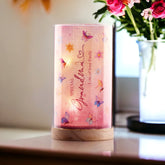 Personalised Grandma Gift Butterfly Lamp With Wood Base LED Night Light