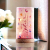 Personalised Sister Gift Butterfly Lamp With Wood Base LED Night Light