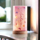 Personalised Auntie Gift Butterfly Lamp With Wood Base LED Night Light