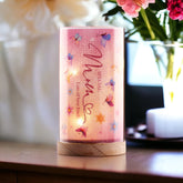 Personalised Mum Gift Butterfly Lamp With Wood Base LED Night Light