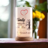 Personalised Family Branches Sentiment Lamp With Wood Base Night Light