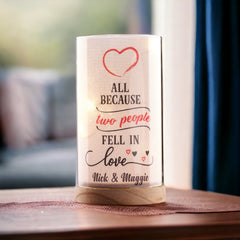 Personalised Love Sentiment Night Lamp With Wood Base Wedding Anniversary