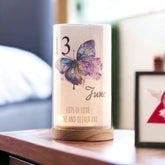 Personalised 13th Birthday Butterfly Gift Night Lamp With Wood Base