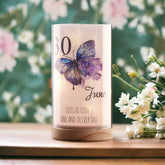 Personalised 30th Birthday Butterfly Gift Night Lamp With Wood Base
