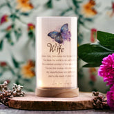 Personalised Wife Gift Beautiful Night Lamp With Wood Base and Sentiment