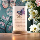 Personalised Wife Gift Beautiful Night Lamp With Wood Base and Sentiment