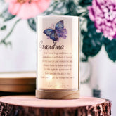 Personalised Grandma Gift Beautiful Night Lamp With Wood Base and Sentiment