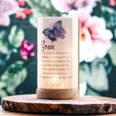 Personalised Gran Gift Beautiful Night Lamp With Wood Base and Sentiment