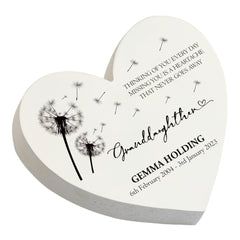 Personalised Granddaughter Graveside Heart Remembrance Plaque Ornament