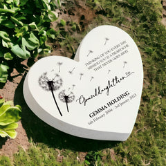 Personalised Granddaughter Graveside Heart Remembrance Plaque Ornament