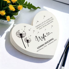 Personalised Wife Graveside Heart Remembrance Plaque Ornament