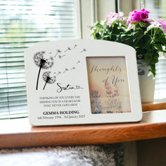 Personalised Sister Memorial Remembrance Photo Frame With Dandelions