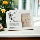 Personalised Grandson Memorial Remembrance Photo Frame With Dandelions