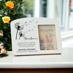 Personalised Grandson Memorial Remembrance Photo Frame With Dandelions