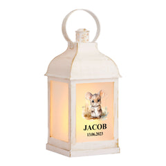 Personalised Baby Lamp Lantern Night Light With Woodland Mouse