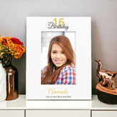 Personalised 16th Birthday Photo Frame Portrait With Name and Sentiment
