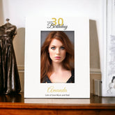 Personalised 30th Birthday Photo Frame Portrait With Name and Sentiment