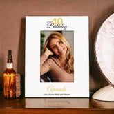 Personalised 40th Birthday Photo Frame Portrait With Name and Sentiment
