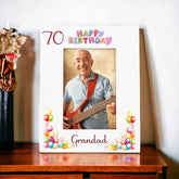 Personalised Colourful 70th Birthday Photo Frame Portrait With Name