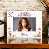 Personalised Colourful 30th Birthday Photo Frame Landscape With Name