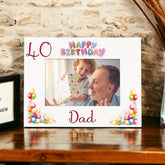 Personalised Colourful 40th Birthday Photo Frame Landscape With Name