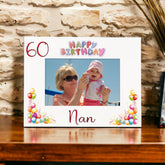 Personalised Colourful 60th Birthday Photo Frame Landscape With Name