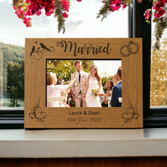 Personalised Wedding Married Brown Photo Frame Various Sizes