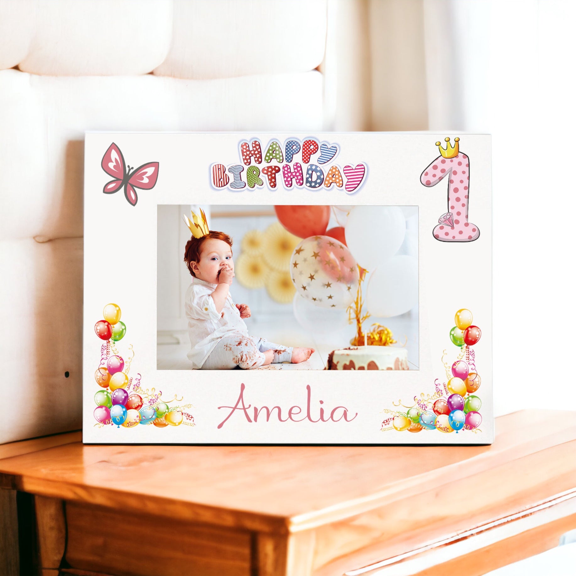 Personalised My First Birthday Photo Frame Landscape Girl's 1st