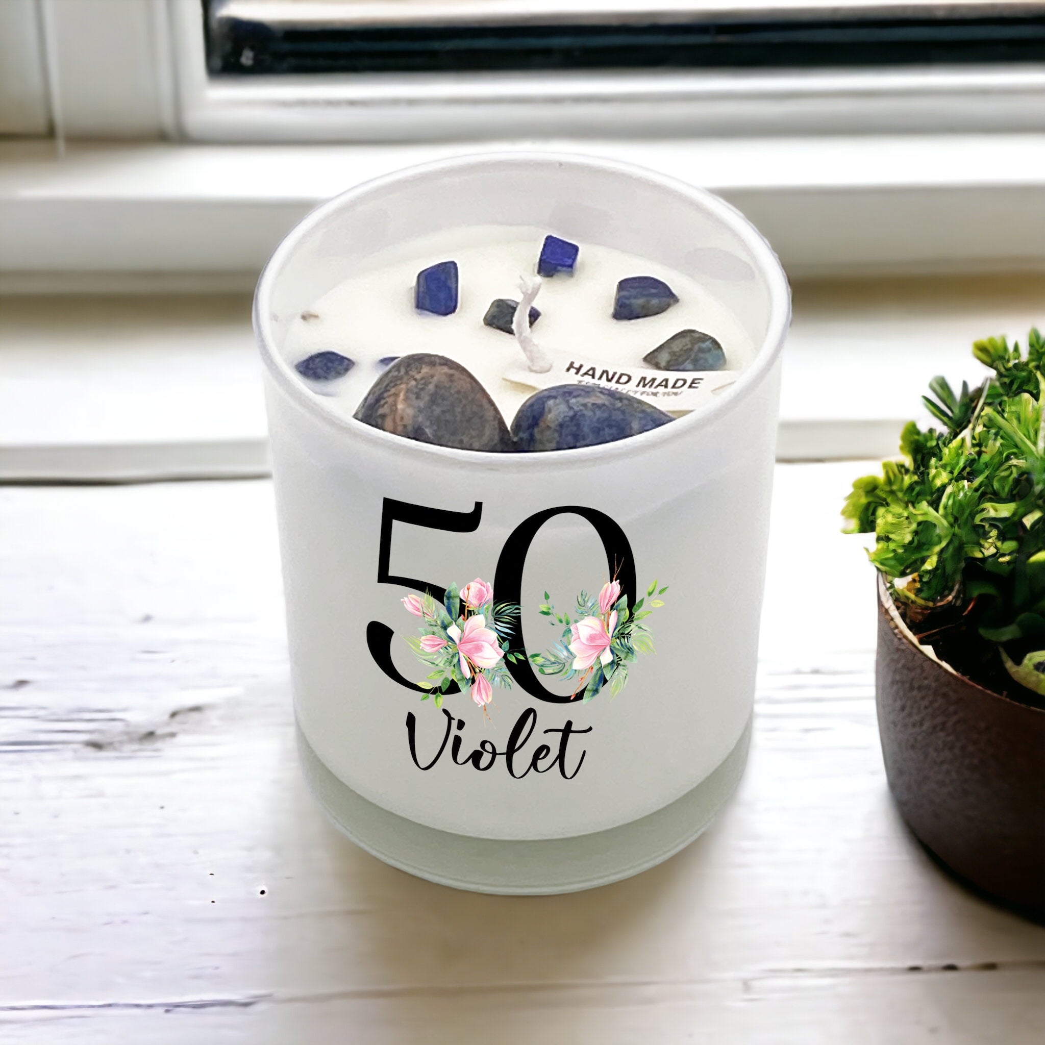 Personalised Gift For Her 50th Birthday Candle Boxed Floral Variety of Fragrances Tea Light Holder ukgiftstoreonline Sea Breeze
