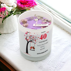 Personalised Love Gift For 40th Anniversary Candle With Love Birds
