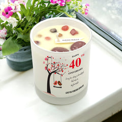 Personalised Love Gift For 40th Anniversary Candle With Love Birds