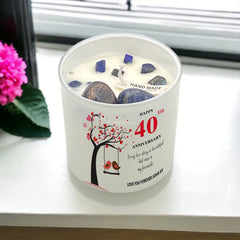Personalised Love Gift For 40th Anniversary Candle With Love Birds