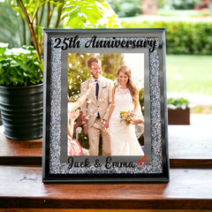 Personalised 25th Anniversary Crushed Crystals Photo Frame 5 x 7 Inch