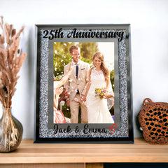 Personalised 25th Anniversary Crushed Crystals Photo Frame 5 x 7 Inch