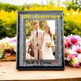 Personalised 50th Anniversary Crushed Crystals Photo Frame 5 x 7 Inch