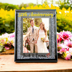 Personalised 50th Anniversary Crushed Crystals Photo Frame 5 x 7 Inch
