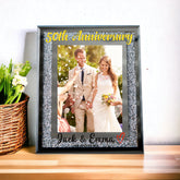Personalised 50th Anniversary Crushed Crystals Photo Frame 5 x 7 Inch