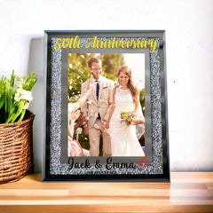 Personalised 50th Anniversary Crushed Crystals Photo Frame 5 x 7 Inch