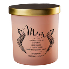 Beautiful Pink Mum Memorial Remembrance Personalised Candle Gift