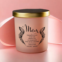 Beautiful Pink Mum Memorial Remembrance Personalised Candle Gift